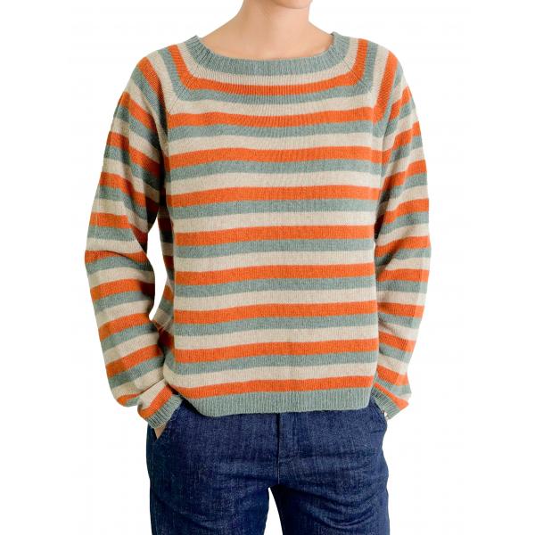 Maglione a righe fine girocollo